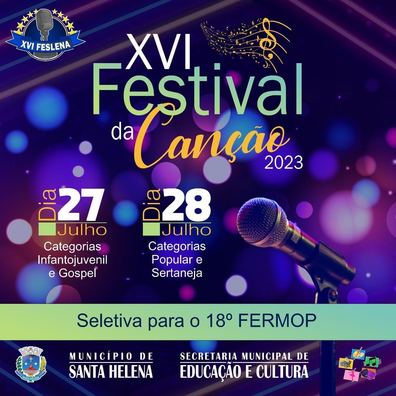 XVI Festival da Canção 2023 – FESLENA inicia nesta quinta-feira (27)