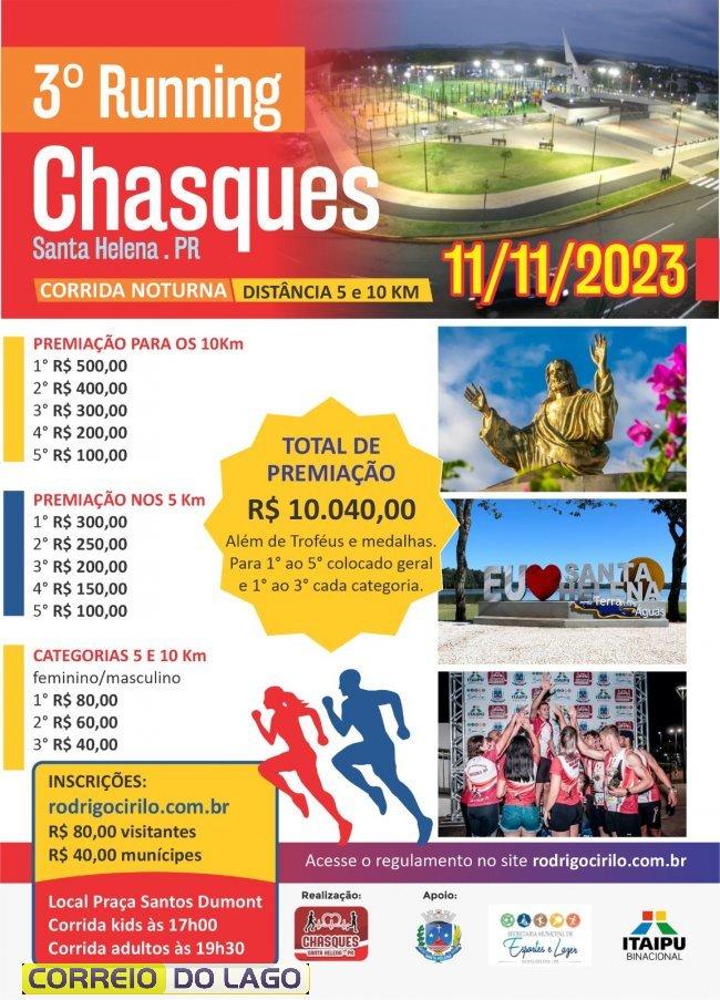 Corrida noturna promove saúde e bem-estar na 3ª edição do Running Chasques em Santa Helena, participe!