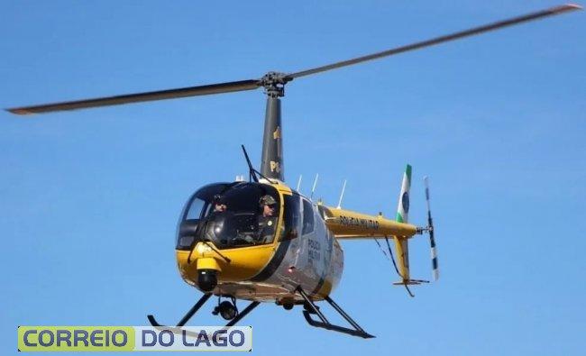 Helicóptero da PM sobrevoa Santa Helena em abordagem à veículo